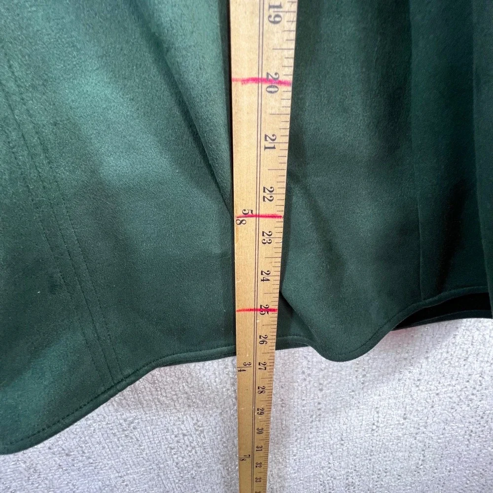 Tuckernuck Women's Green Faux Suede Blouse V Neck Puff Sleeve Tunic‎ XXL